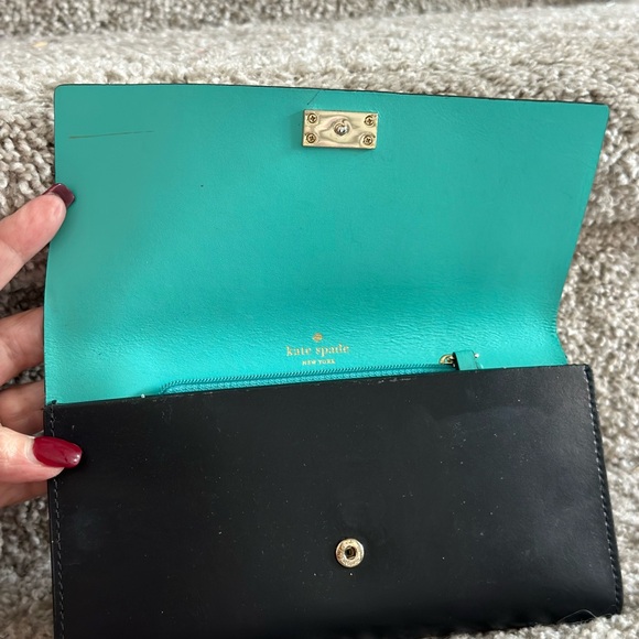 Kate Spade Smooth Black Leather Wallet Sleek Minimalist Design - Picture 6 of 8